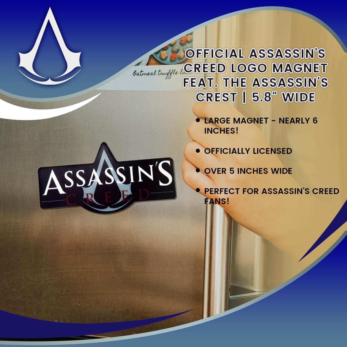 OFFICIAL Assassin's Creed Logo Magnet | Feat. The Assassin's Crest | 5.8" Wide