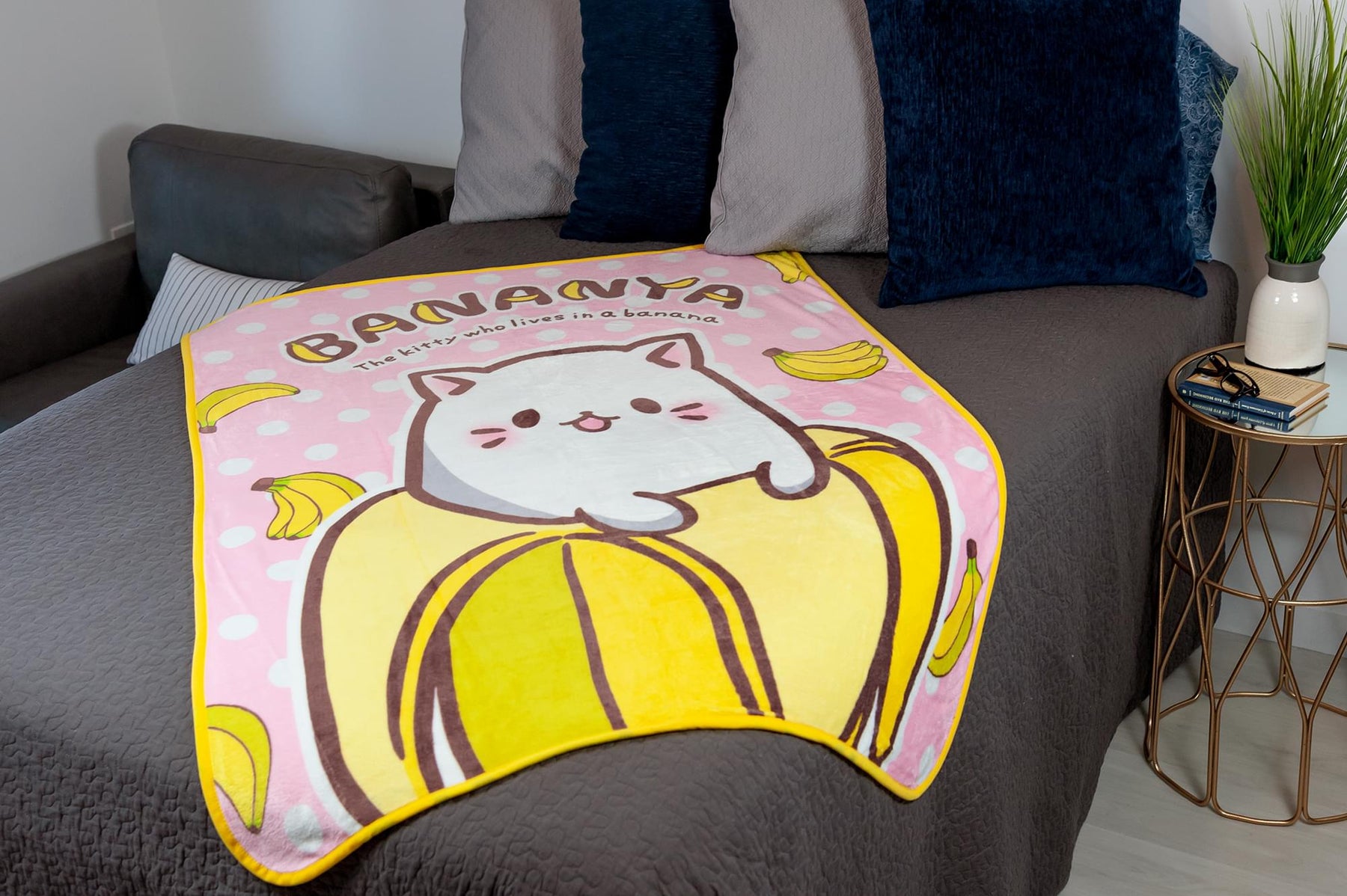 Bananya The Banana Cat Large Anime Fleece Throw Blanket | 60 x 45 Inches