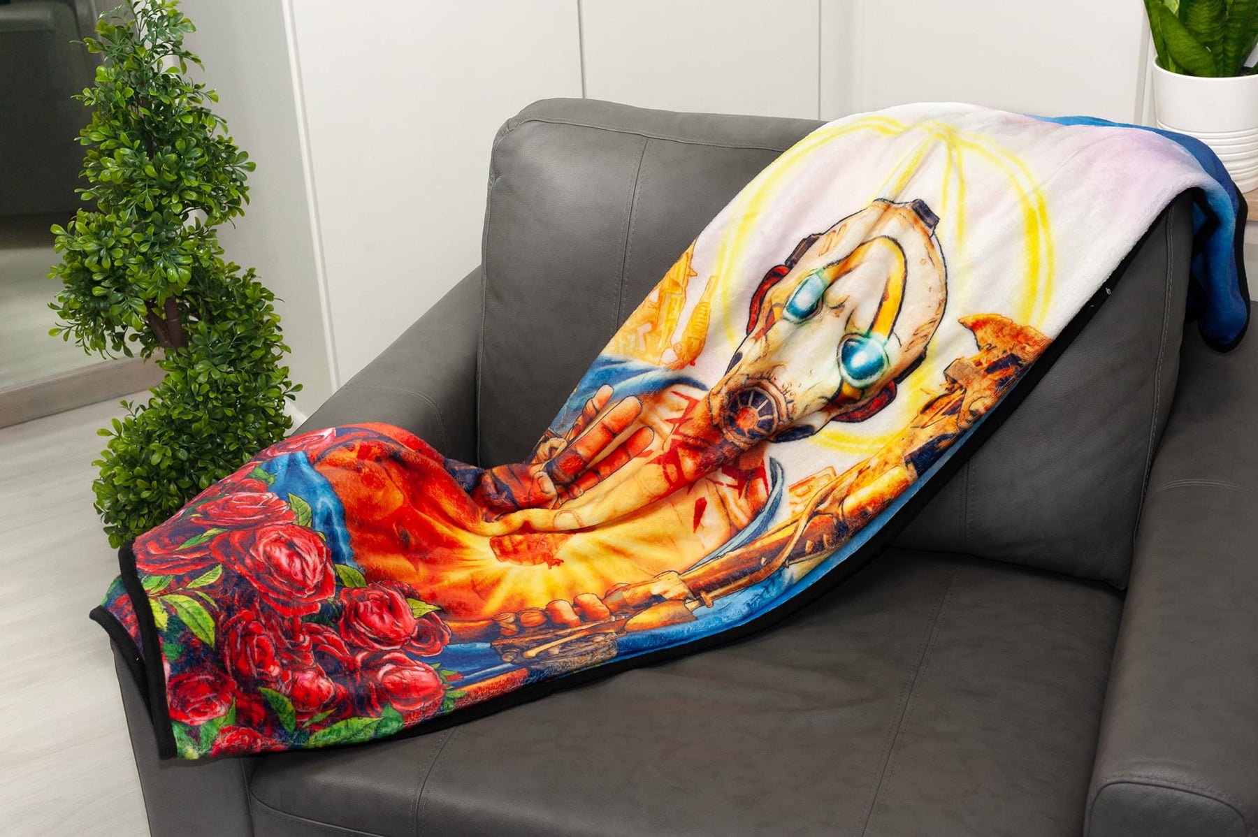 Borderlands 3 Psycho Bandit Cover Art Fleece Throw Blanket | 60 x 45 Inches