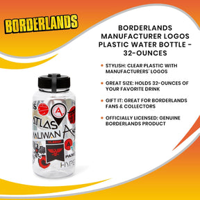 Borderlands Manufacturer Logos Plastic Water Bottle - 32-Ounces