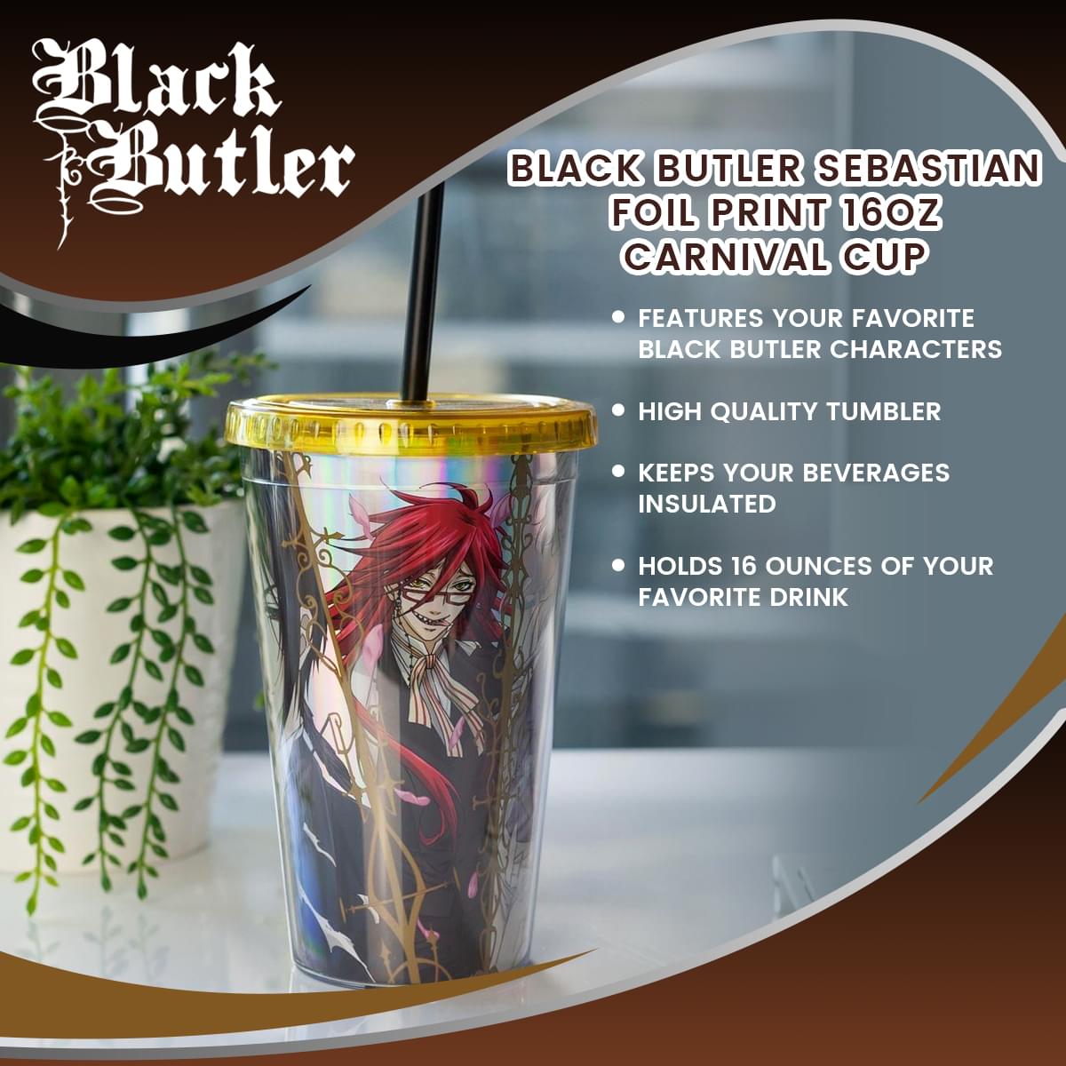 Black Butler Sebastian | Foil Print 16oz Carnival Cup