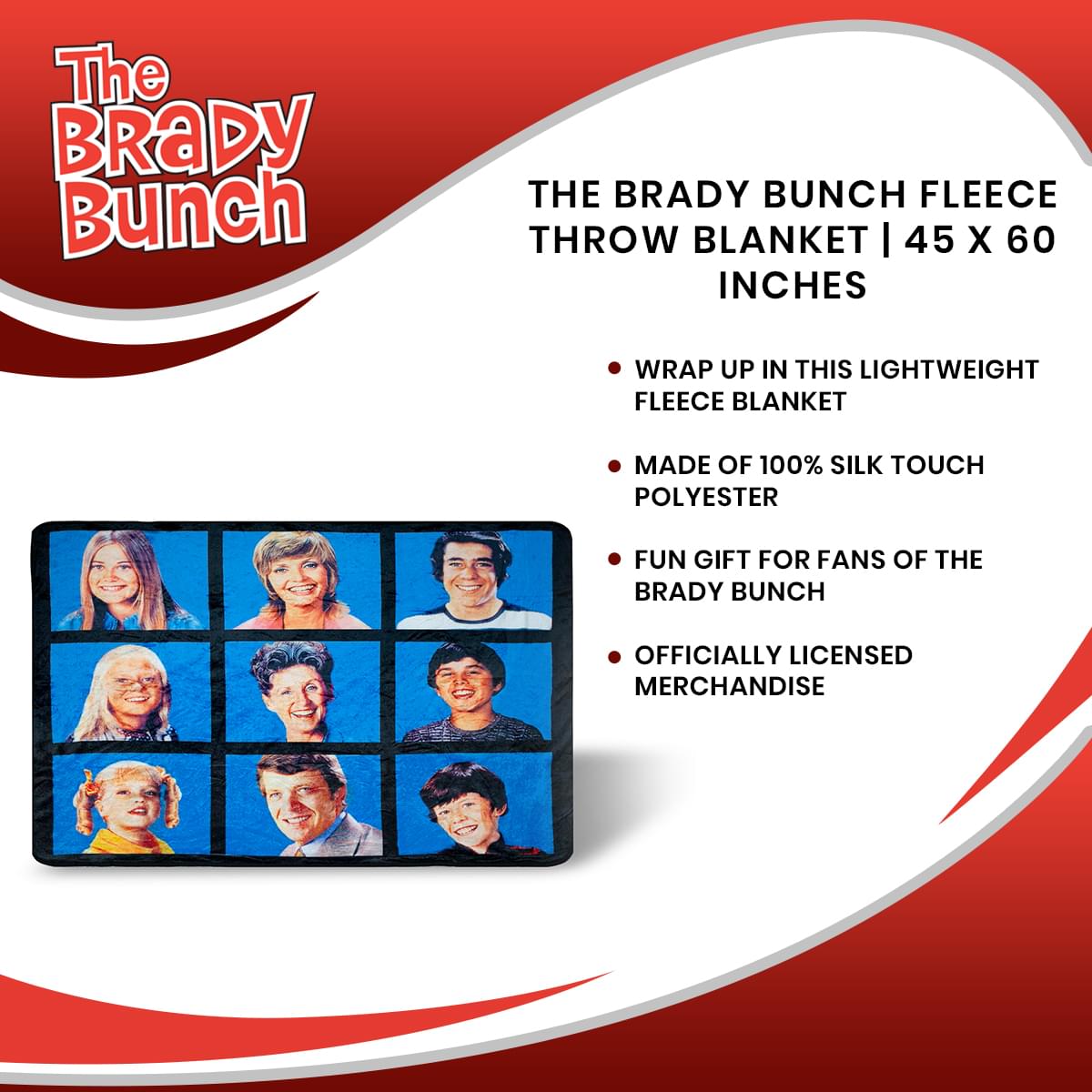 The Brady Bunch Fleece Throw Blanket | 45 x 60 Inches