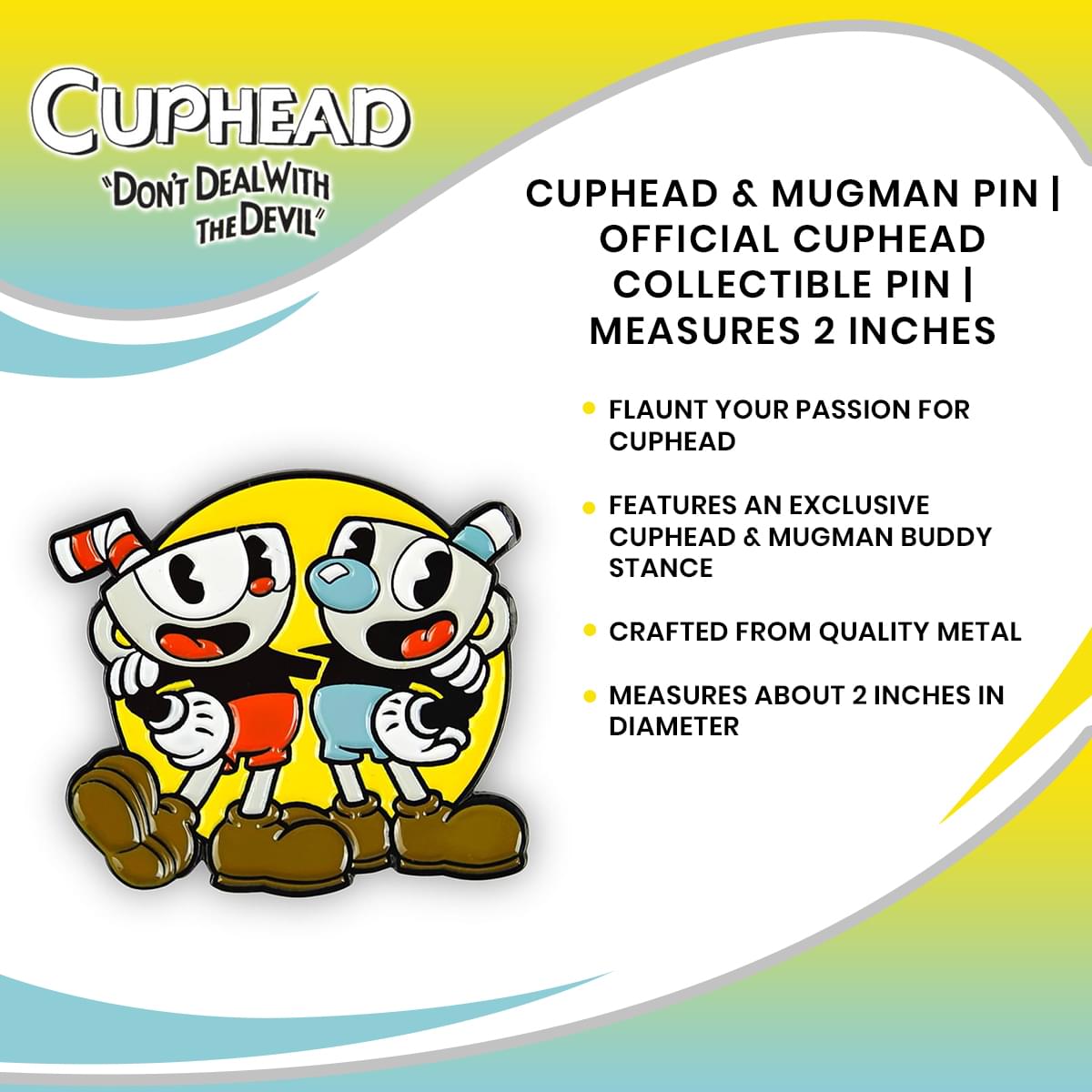 Cuphead & Mugman Pin | Official Cuphead Collectible Pin | Measures 2 Inches