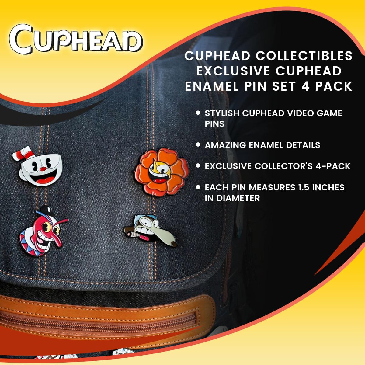 Cuphead Collectibles| Exclusive Cuphead Enamel Pin Set 4 Pack