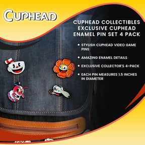Cuphead Collectibles| Exclusive Cuphead Enamel Pin Set 4 Pack