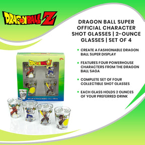 Dragon Ball Super Official Character Shot Glasses | 2-Ounce Glasses | Set of 4