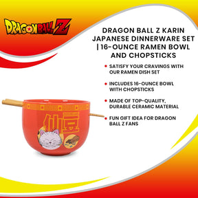 Dragon Ball Z Karin Japanese Dinnerware Set | 16-Ounce Ramen Bowl and Chopsticks