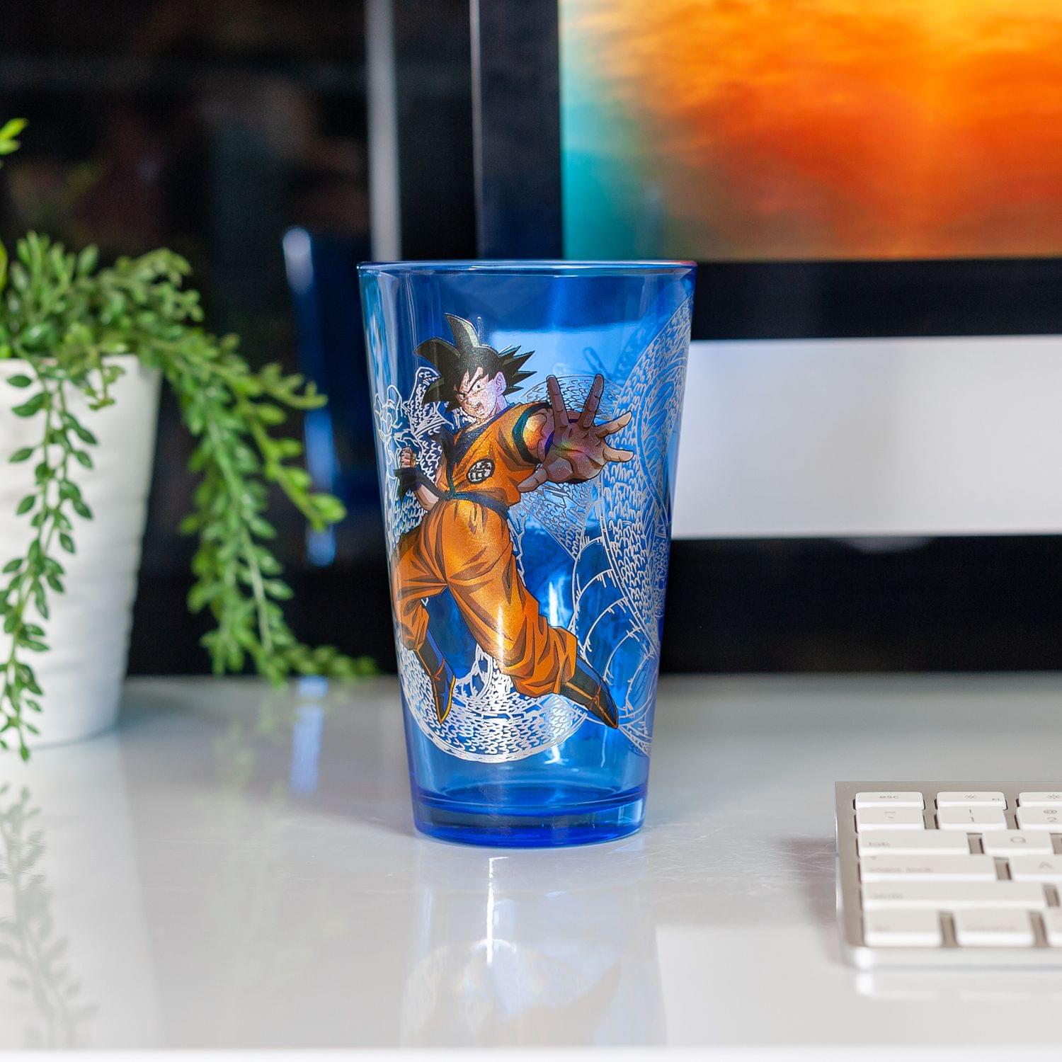 Dragon Ball 16 Oz Pint Glass | Goku and Shenron Collectable Blue Drinking Cup