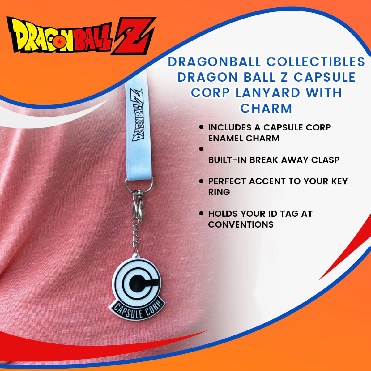 Dragonball Collectibles | Dragon Ball Z Capsule Corp Lanyard with Charm