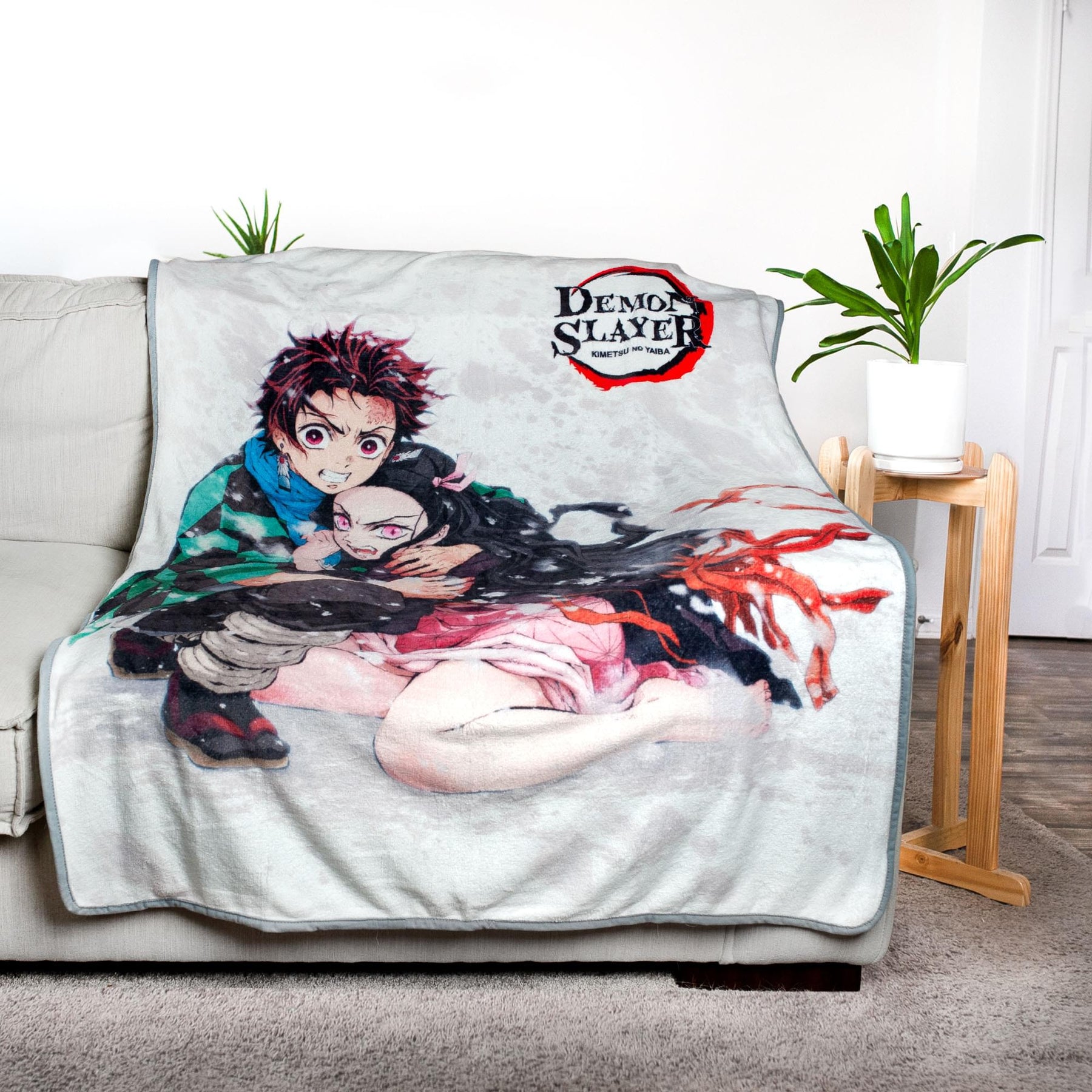 Demon Slayer Tanjiro & Nezuko Fleece Throw Blanket | 45 x 60 Inches