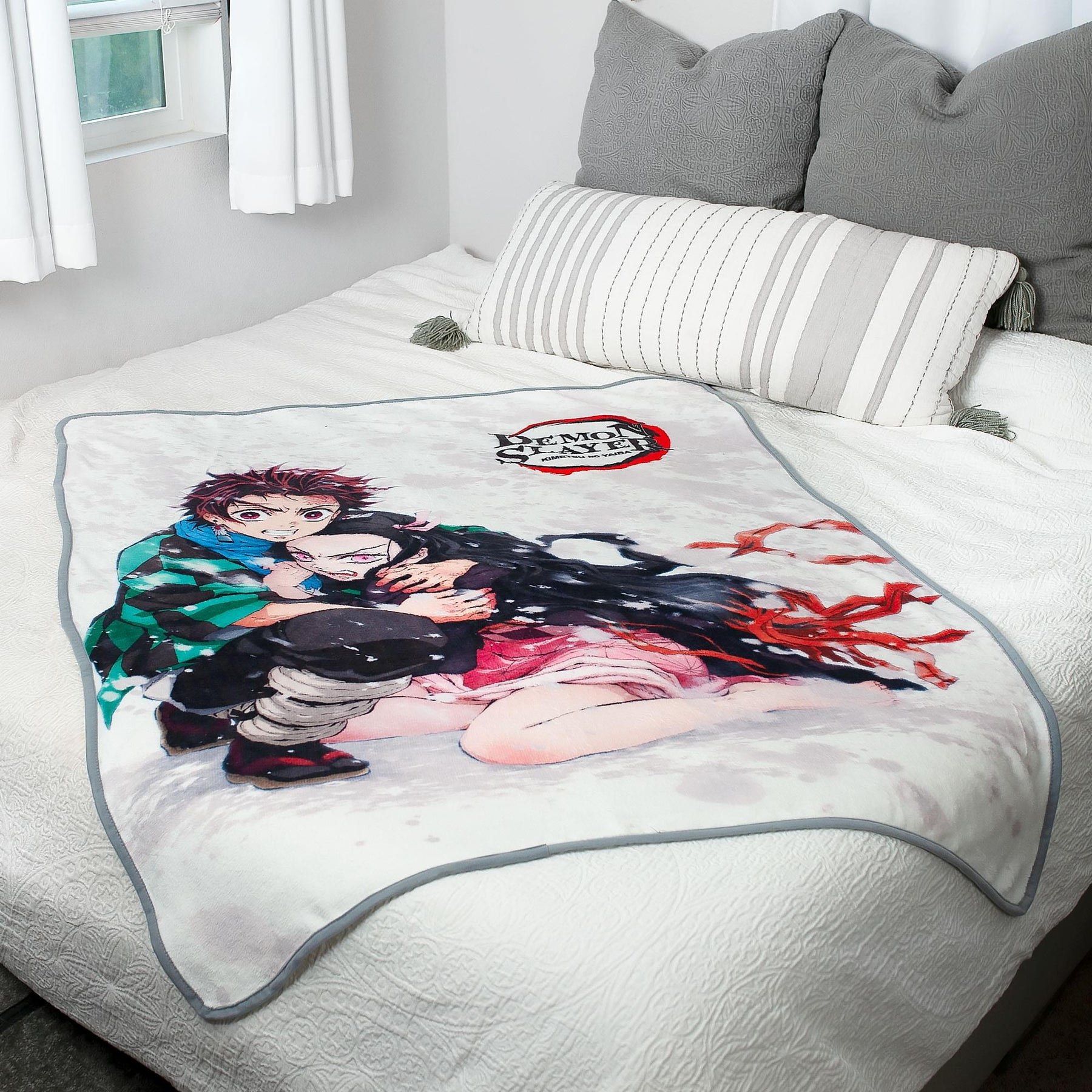 Demon Slayer Tanjiro & Nezuko Fleece Throw Blanket | 45 x 60 Inches