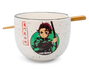 Demon Slayer Tanjiro Japanese Dinnerware Set | 16-Ounce Ramen Bowl, Chopsticks