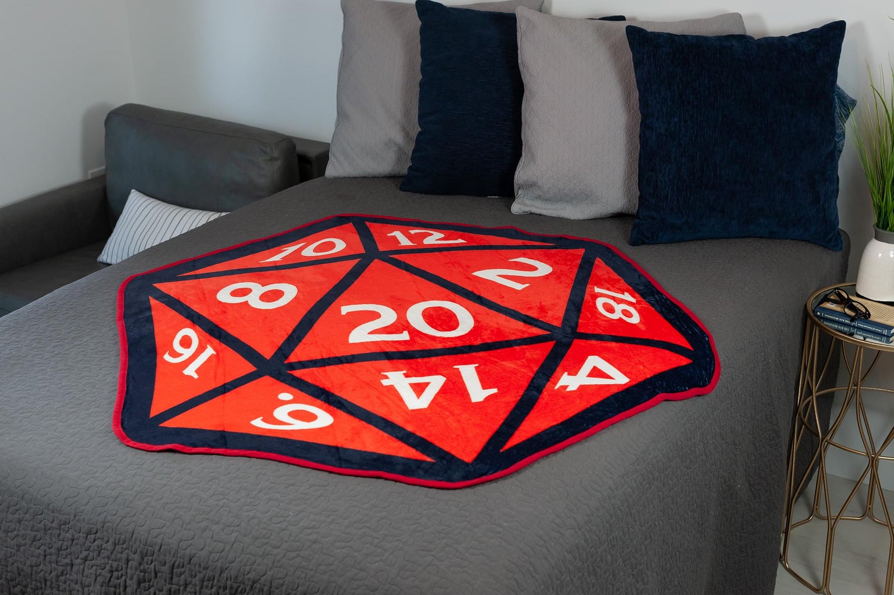 Dungeons And Dragons D20 Fleece Throw Blanket | 20-Sided Dice | 52 x 48 Inches