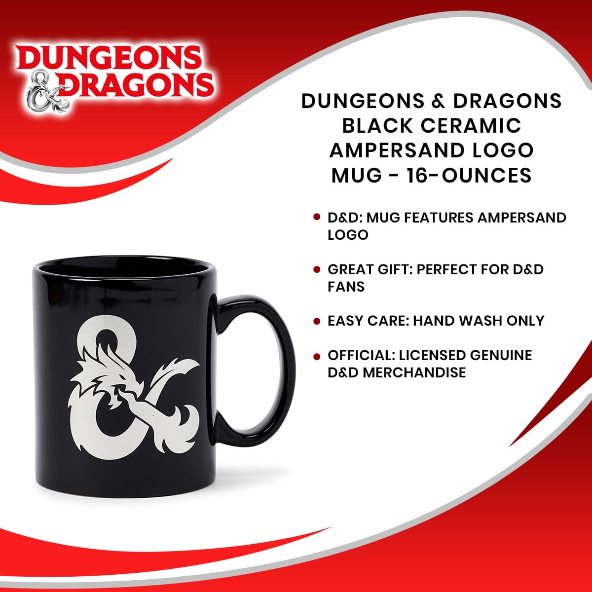 Dungeons & Dragons Black Ceramic Ampersand Logo Mug - 16-Ounces