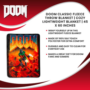 DOOM Classic Fleece Throw Blanket | Cozy Lightweight Blanket | 45 x 60 Inches