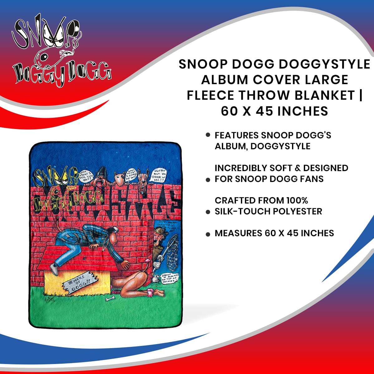 Snoop Dogg Doggystyle Album Cover Large Fleece Throw Blanket | 60 x 45 Inches