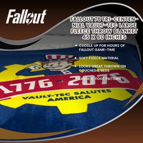 Fallout 76 Tri-Centennial Vault-Tec Large Fleece Throw Blanket | 45 x 60 Inches