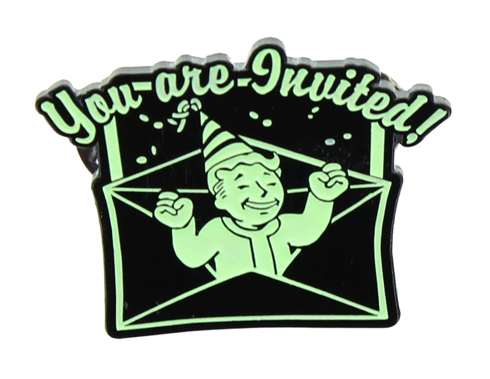 Fallout "You Are Invited" Glow In The Dark Enamel Collector Pin