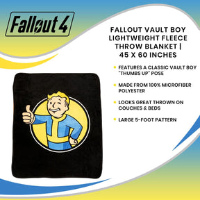 Fallout Vault Boy Lightweight Fleece Throw Blanket | 45 x 60 Inches