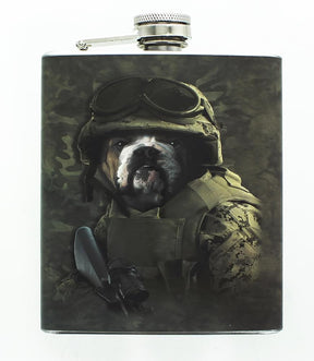 Combat Bulldog Sam 7oz Stainless Steel Flask