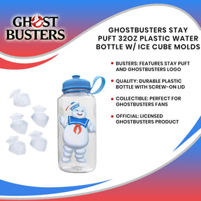 Ghostbusters Stay Puft 32oz Plastic Water Bottle w/ Ice Cube Molds