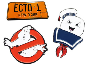 Ghostbusters Enamel Pin 3-Pack Set: No Ghosts, Stay Puft, Ecto-1 (NYCC'17 EXCL)