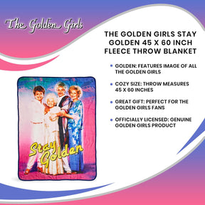 The Golden Girls Stay Golden 45 x 60 Inch Fleece Throw Blanket