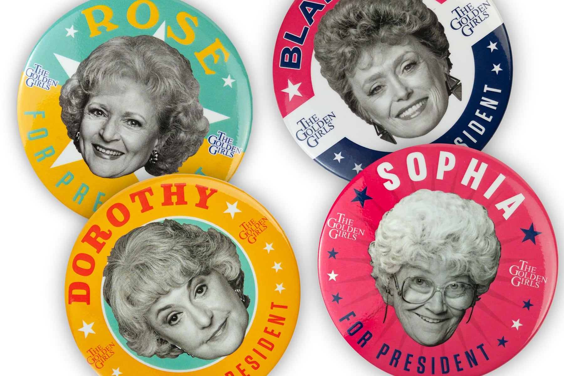 The Golden Girls 2020 For President 3 Inch Button Pin Set of 4