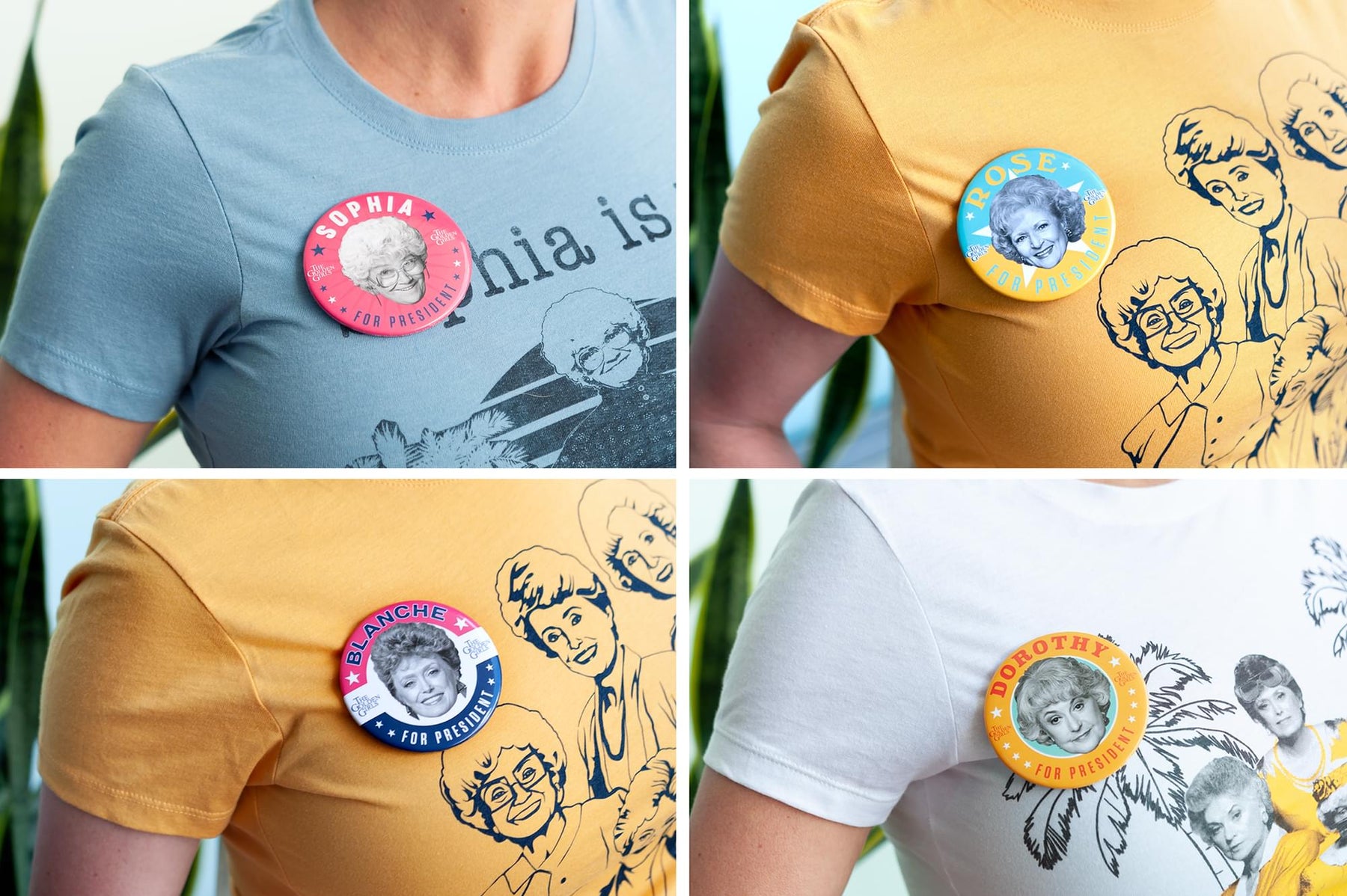 The Golden Girls 2020 For President 3 Inch Button Pin Set of 4