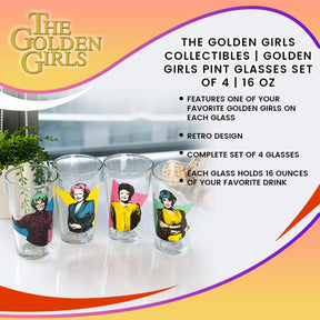 The Golden Girls Collectibles | Golden Girls Pint Glasses Set of 4 | 16 oz