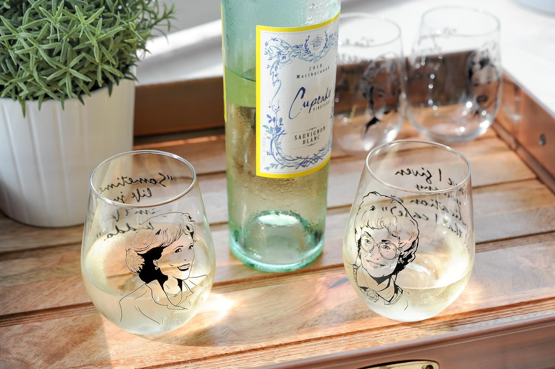 The Golden Girls Stemless Wine Glass Collectible Set of 4| Each Holds 16 Ounces