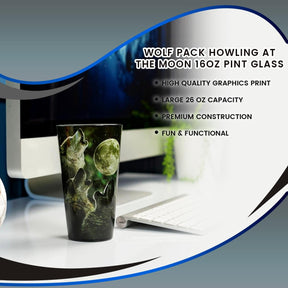 Wolf Pack Howling At The Moon 16oz Pint Glass