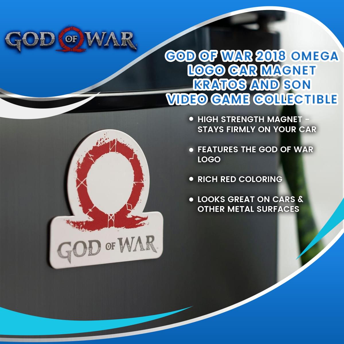 God of War 2018 Omega Logo Car Magnet | Kratos And Son | Video Game Collectible