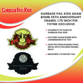 Garbage Pail Kids Adam Bomb 35th Anniversary Enamel 1.75 Inch Pin Toynk Exclusive