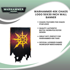 Warhammer 40K Chaos Logo 50x30 Inch Wall Banner