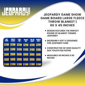 Jeopardy Game Show Game Board Large Fleece Throw Blanket | 60 x 45 Inches