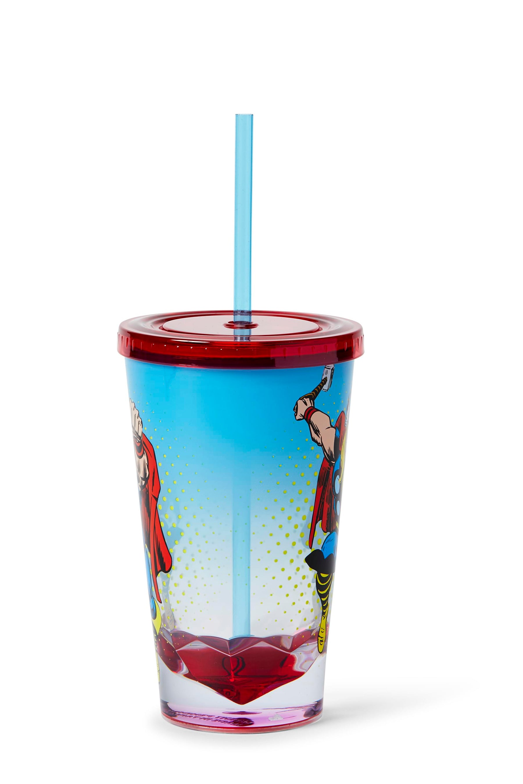Marvel Thor God Of Thunder Plastic Tumbler Cup Lid & Straw | Holds 19 Ounces