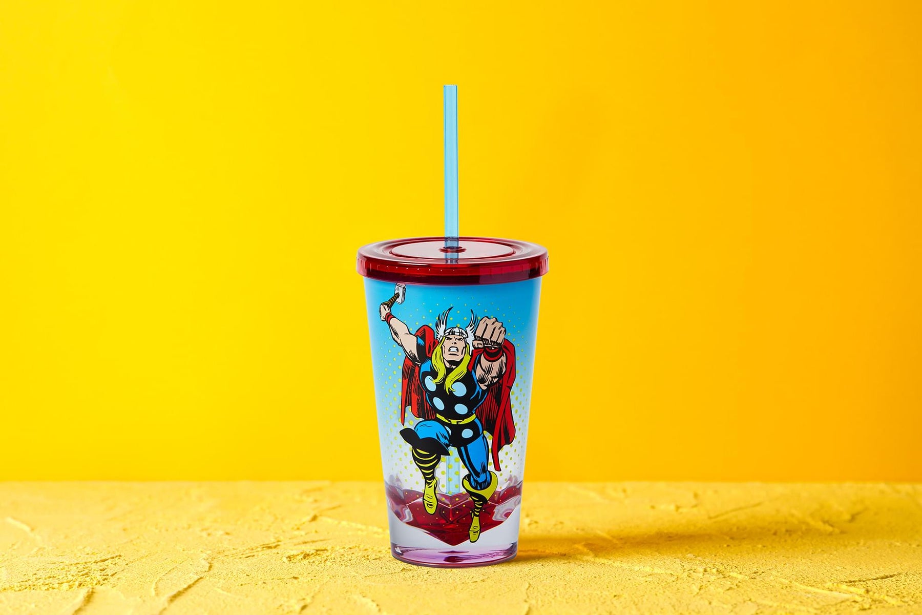 Marvel Thor God Of Thunder Plastic Tumbler Cup Lid & Straw | Holds 19 Ounces