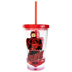 OFFICIAL Daredevil Reusable Tumbler With Straw | Feat. Dardevil's Hero Pose | Holds 18 OZ