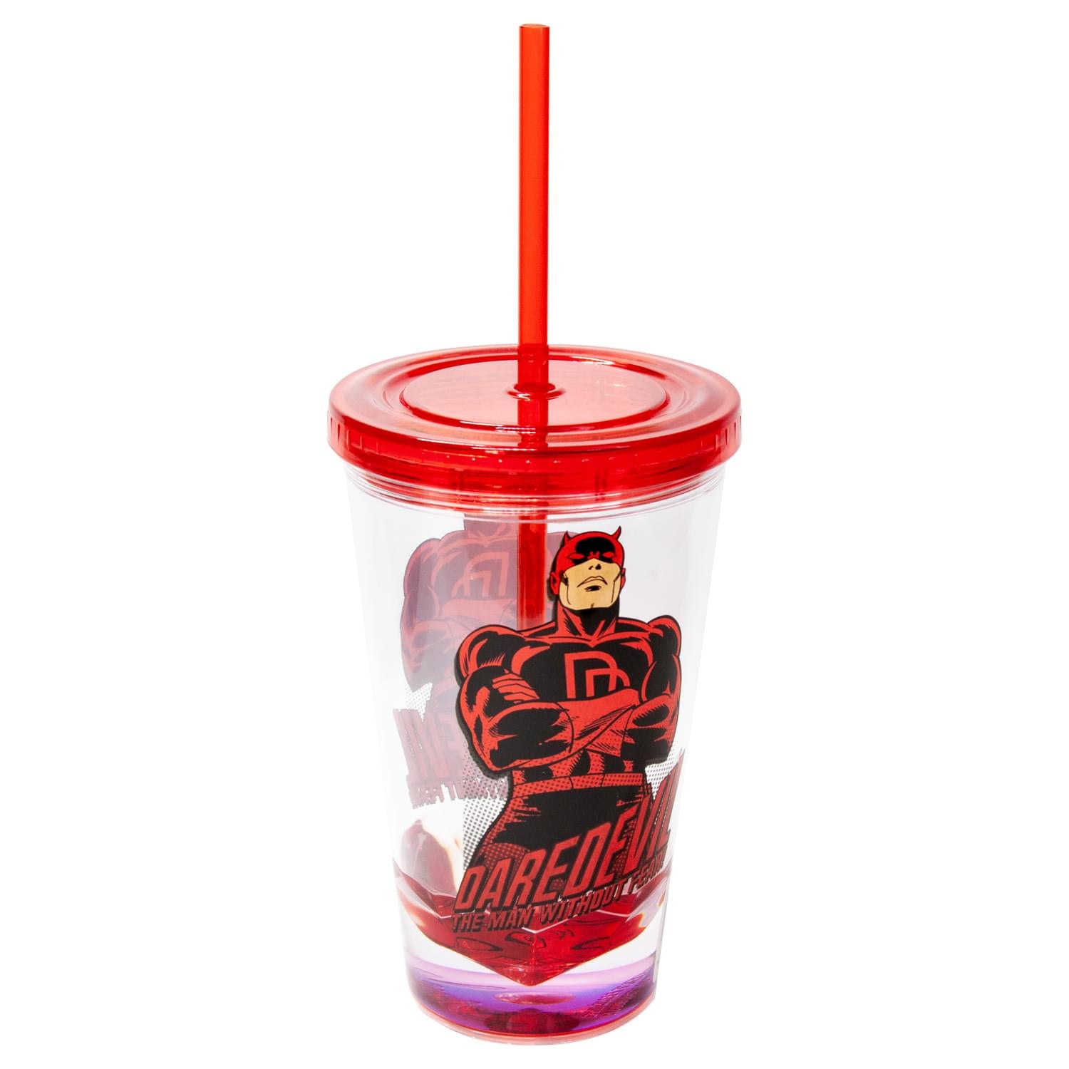 OFFICIAL Daredevil Reusable Tumbler With Straw | Feat. Dardevil's Hero Pose | Holds 18 OZ