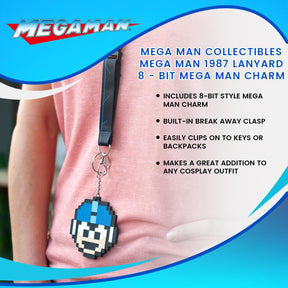 Mega Man collectibles | Mega Man 1987 Lanyard | 8 - Bit Mega Man Charm