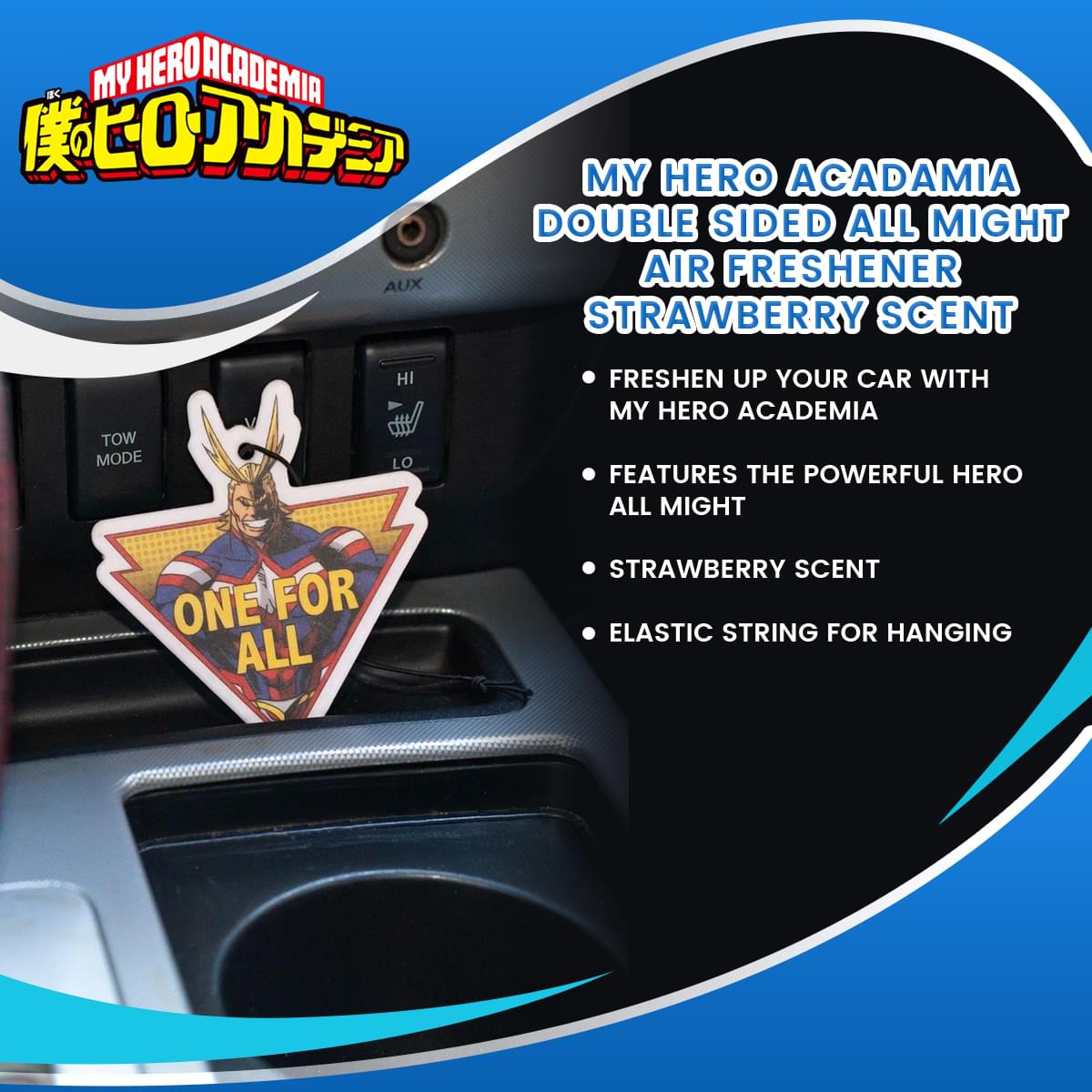 My Hero Acadamia  Double Sided All Might Air Freshener - Strawberry Scent
