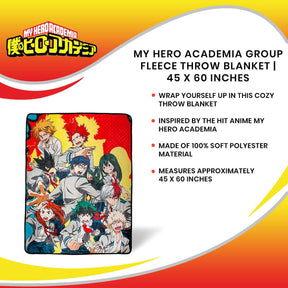 My Hero Academia Group Fleece Throw Blanket | 45 x 60 Inches