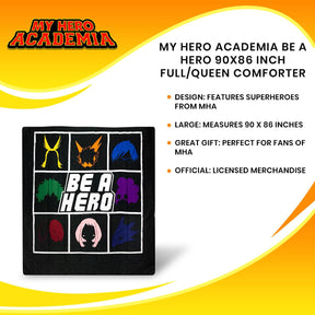 My Hero Academia Be A Hero 90x86 Inch Full/Queen Comforter