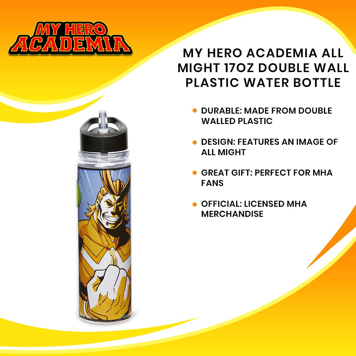 My Hero Academia All Might 17oz Double Wall Plastic Water Bottle