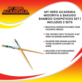 My Hero Academia Midoriya & Bakugo Bamboo Chopsticks Set | Includes 2 Sets