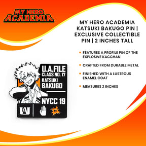 My Hero Academia Katsuki Bakugo Pin | Exclusive Collectible Pin | 2 Inches Tall