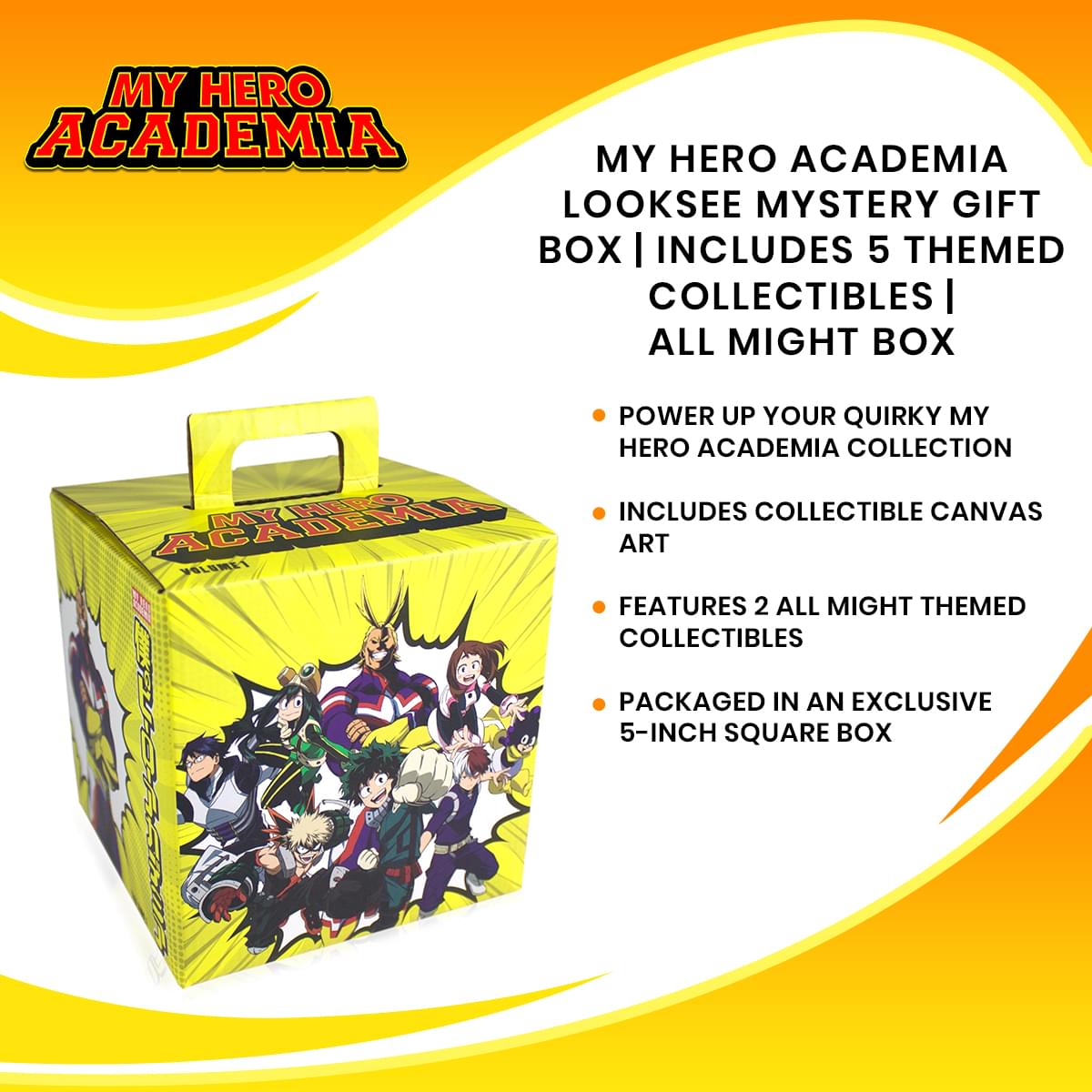 My Hero Academia LookSee Mystery Gift Box | Includes 5 Themed Collectibles | All Might Box