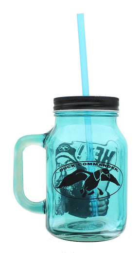 Duck Commander Si Hey 16oz Blue Mason Jar Mug w/ Straw