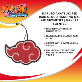 Naruto Akatsuki Red Rain Cloud Hanging Car Air Freshener | Vanilla Scented